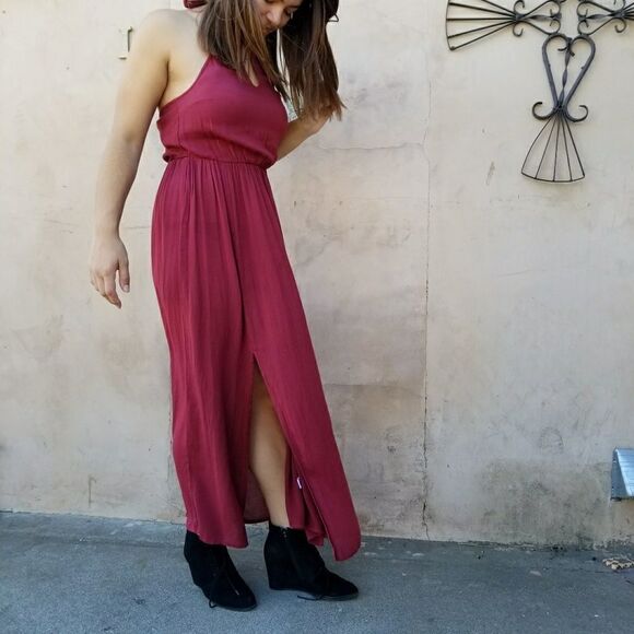 NWT halter top maxi dress maroon by En Creme sz S - Picture 5 of 5